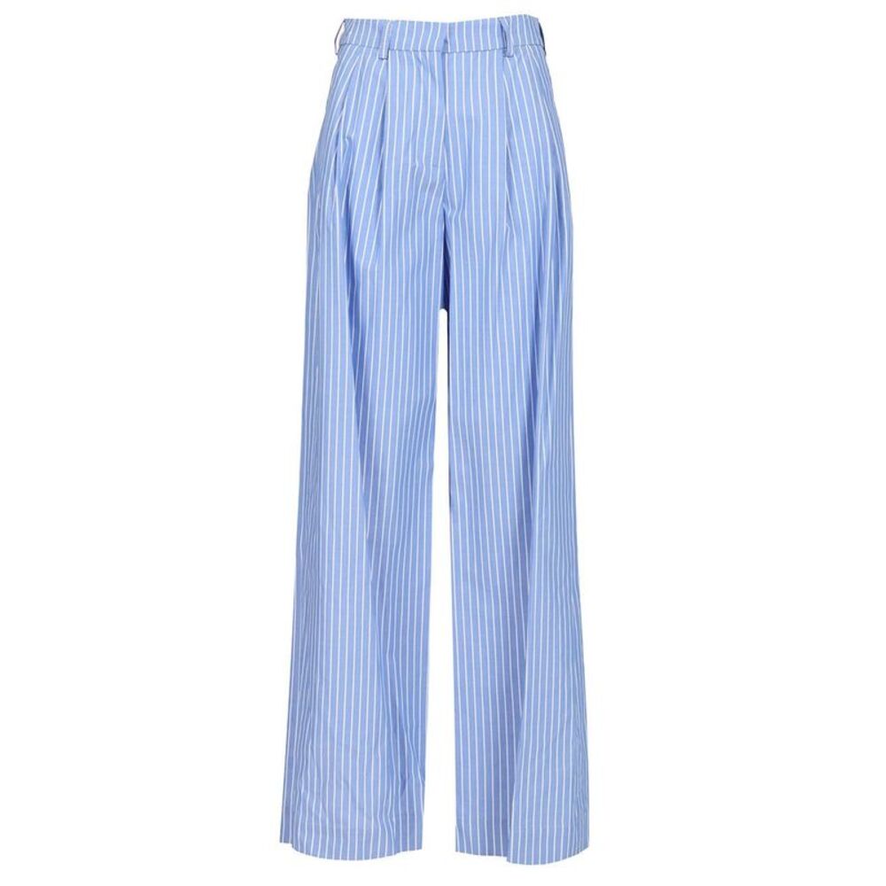Al Duca D'aosta Women Pantalone Pence Popeline Riga Azzurro-Bianco